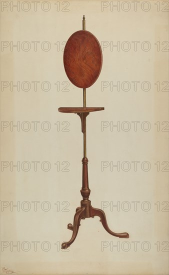 Pole Screen and Candlestand, 1940. Creator: Rolland Livingstone.