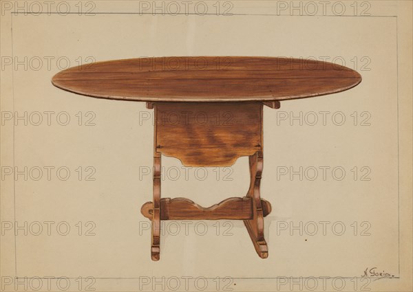 Tip Table (Hutch), c. 1936. Creator: Nicholas Gorid.