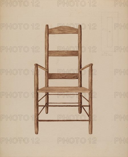 Rush Bottom Chair, c. 1937. Creator: Henry Meyers.