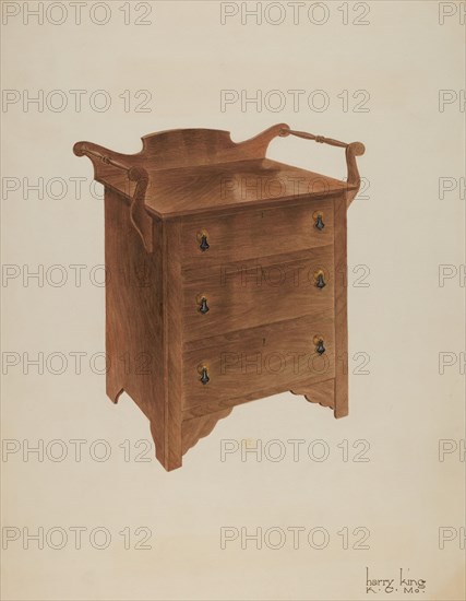 Walnut Wash Stand, c. 1941. Creator: Harry King.