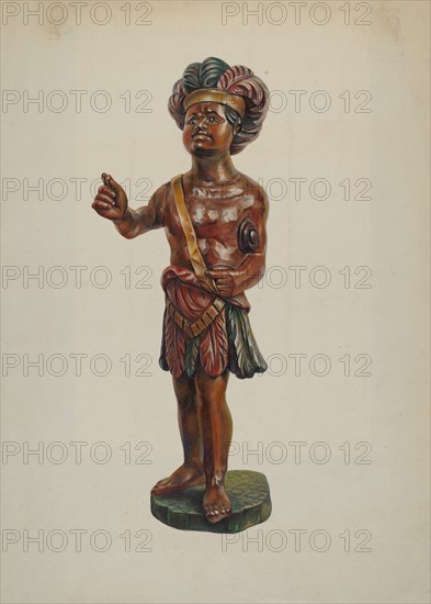 Cigar Store Indian, c. 1940. Creator: Walter Hochstrasser.