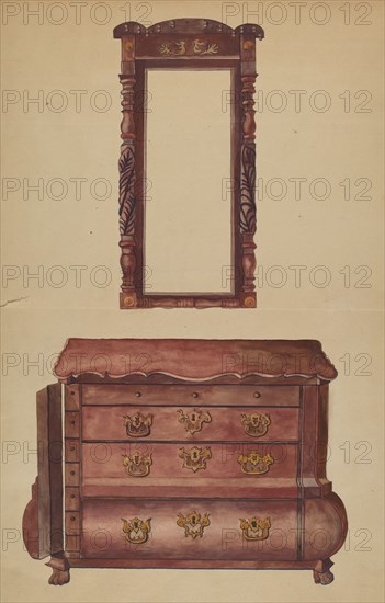 Drawers and Mirror, 1935/1942. Creator: Juanita Lantz.