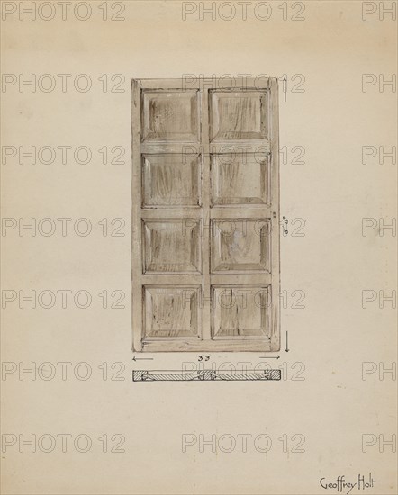 Old Paneled Door: Outside Door to Monastery, c. 1936. Creator: Geoffrey Holt.