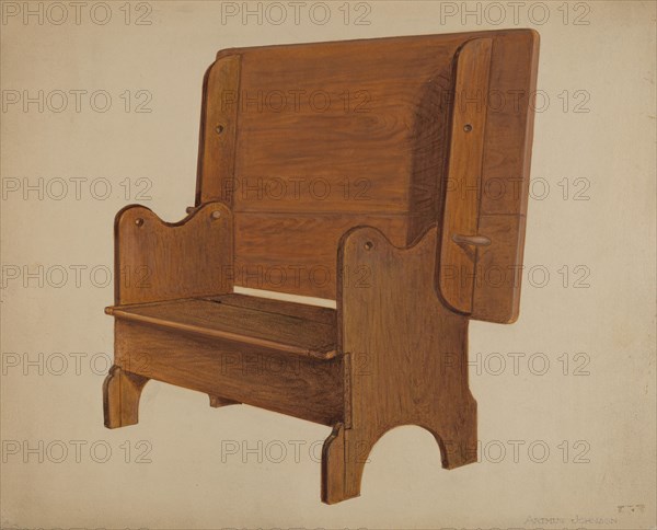 Settle-table, c. 1936. Creator: Arthur Johnson.