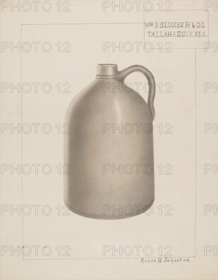 Stoneware Jug, c. 1937. Creator: Annie B Johnston.