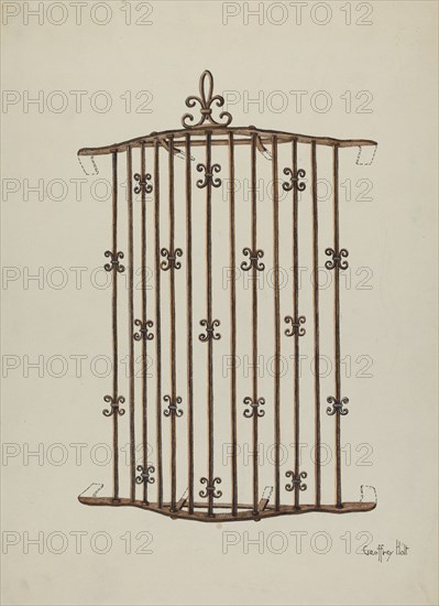 Iron Grille (at Window) a Restoration Drawing, 1936. Creator: Geoffrey Holt.