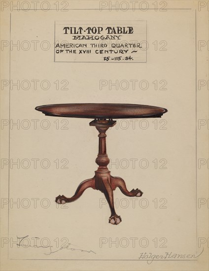 Tilt-top Table, 1935/1942. Creator: Holger Hansen.