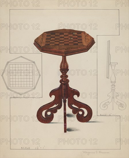 Checker-board Table-tilt Top, c. 1936. Creator: Magnus S. Fossum.