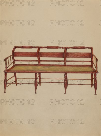 Settee or Hall Seat, c. 1936. Creator: Henry Meyers.