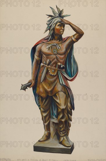 Cigar Store Indian, c. 1938. Creator: Walter Hochstrasser.