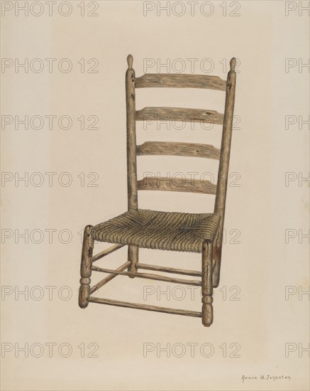 Ladder Back Chair, 1938. Creator: Annie B Johnston.