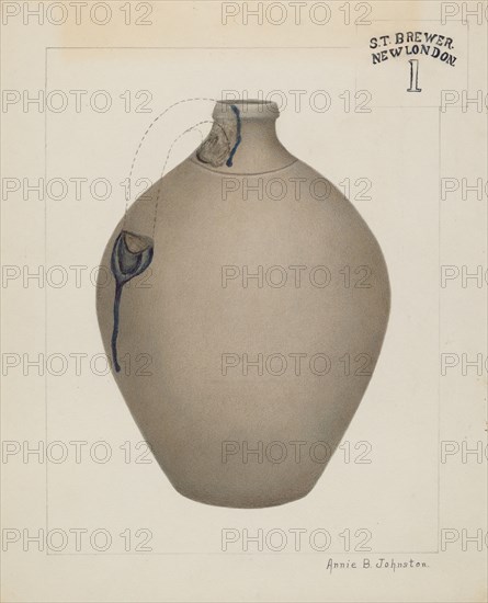 Stoneware Jug, c. 1937. Creator: Annie B Johnston.