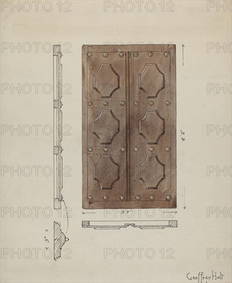 Sacristy Door, c. 1936. Creator: Geoffrey Holt.