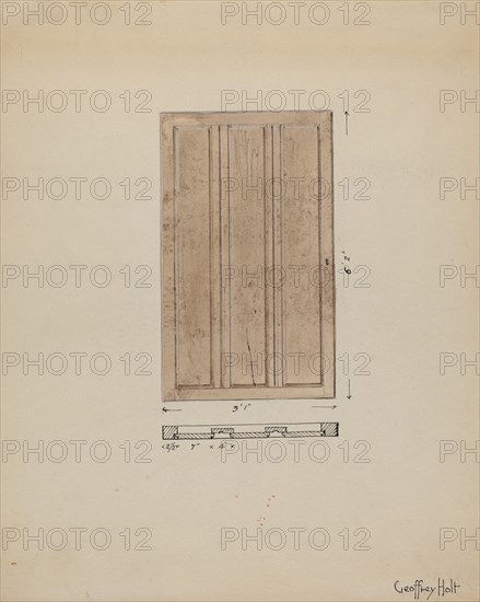 One of Original Inside Doors to Sacristy, c. 1936. Creator: Geoffrey Holt.