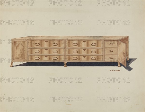 Cabinet, for Vestments, c. 1940. Creator: Randolph F Miller.
