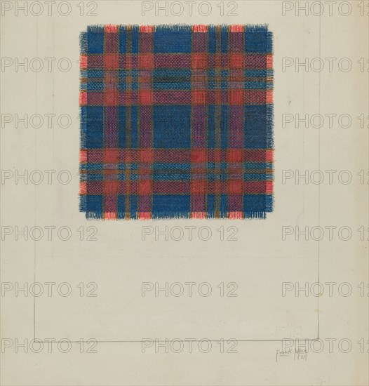 Plaid Homespun Coverlet, 1937. Creator: Frank J Mace.