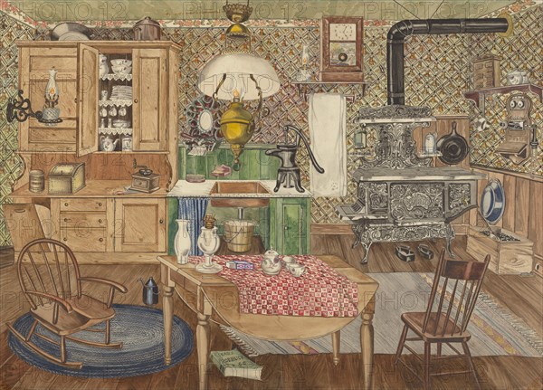 Rural Kitchen, 1935/1942. Creator: Perkins Harnly.