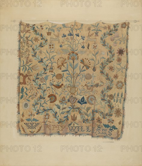 Embroidered Coverlet, c. 1936. Creator: Jules Lefevere.