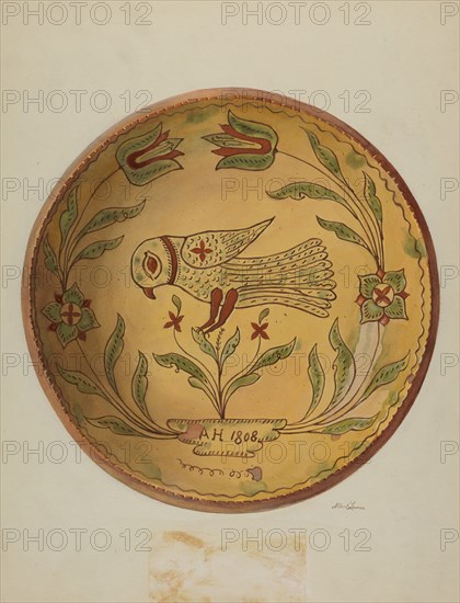 Pa. German Pie Plate, c. 1936. Creator: Albert J. Levone.