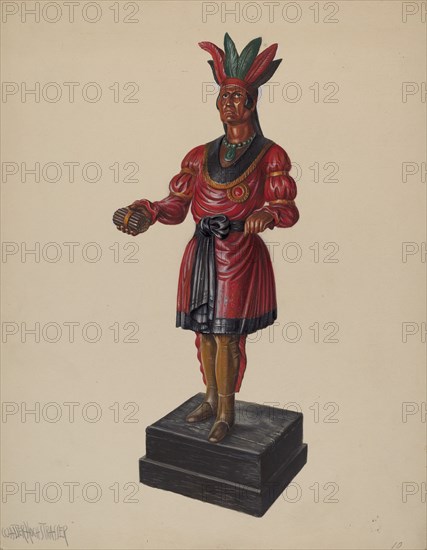 Cigar Store Indian, c. 1937. Creator: Walter Hochstrasser.