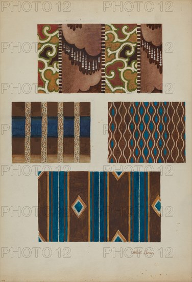 Printed Cottons (from Quilt), c. 1937. Creator: Albert J. Levone.