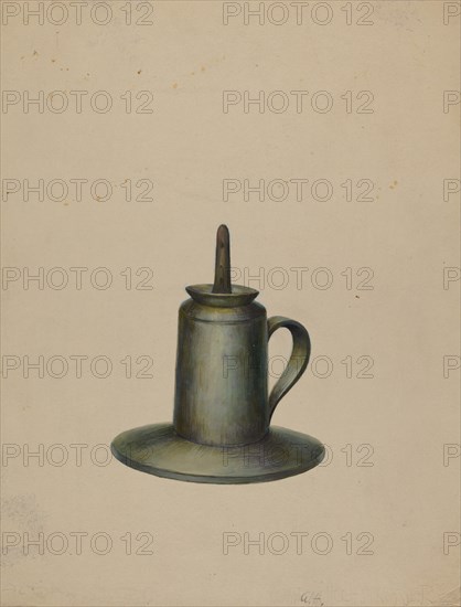 Pewter Oil Lamp, c. 1938. Creator: Walter Hochstrasser.