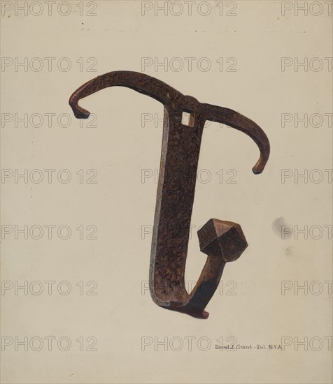 Iron Pot Hook, c. 1940. Creator: DJ Grant.