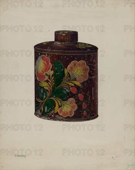 Toleware Tea Caddy, c. 1940. Creator: Charles Henning.