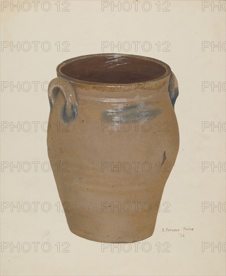 Two Handled Preserve Crock, 1936. Creator: Jerome Hoxie.