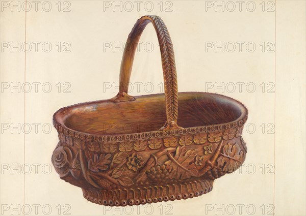 Carved Wooden Basket, c. 1938. Creator: Regina Henderer.