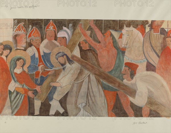 Station of the Cross No. 4: "Jesus Meets His Mother", c. 1936. Creator: William Herbert.