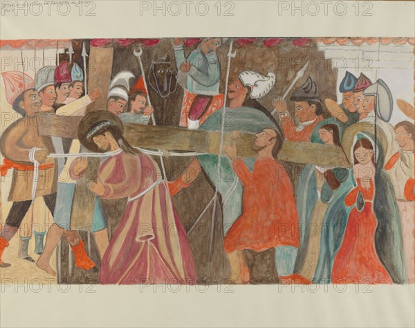 Station of the Cross No. 5: "Jesus is Assisted in Carrying His Cross, c. 1936. Creator: William Herbert.