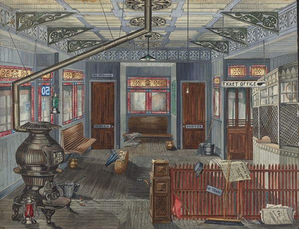 El Station Interior, 1935/1942. Creator: Perkins Harnly.