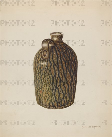 Stoneware Jug, c. 1938. Creator: Annie B Johnston.