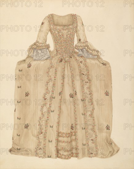 Brocaded Silk Dress, c. 1939. Creator: Gertrude Lemberg.
