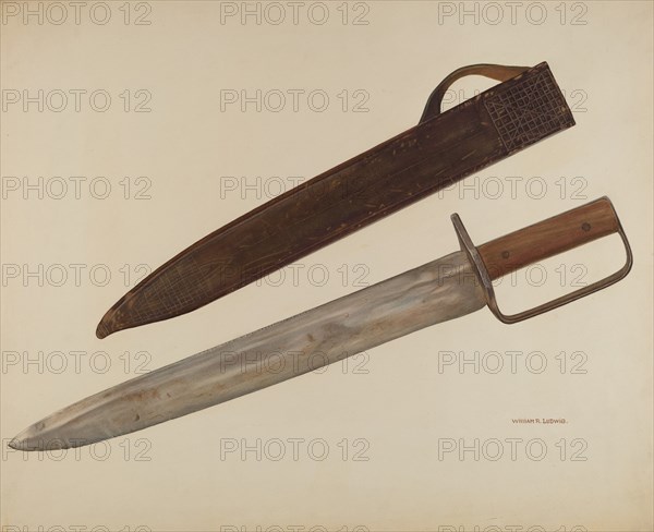 Trench Knife and Sheath, c. 1941. Creator: William Ludwig.