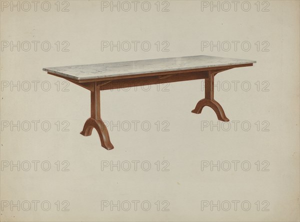 Shaker Dining Table (Marble Top), 1935/1942. Creator: John W Kelleher.