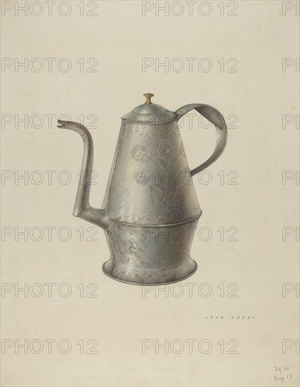 Coffee Pot, c. 1938. Creator: John Koehl.