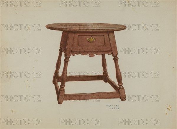 Pa. German Table, c. 1938. Creator: Frances Lichten.