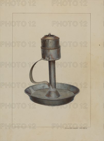 Whale Oil Lamp, c. 1938. Creator: James M. Lawson.