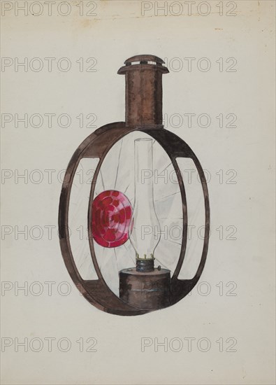 Kerosene Street Car Lamp, c. 1936. Creator: Florence Huston.