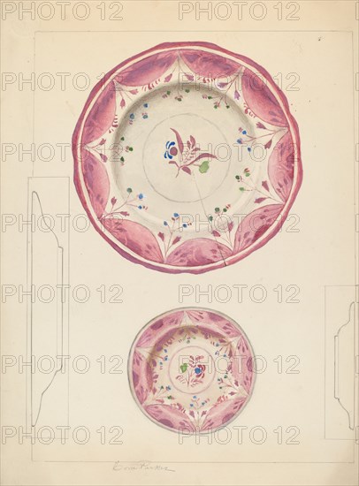Pie Plate and Cup Plate, c. 1938. Creator: Cora Parker.