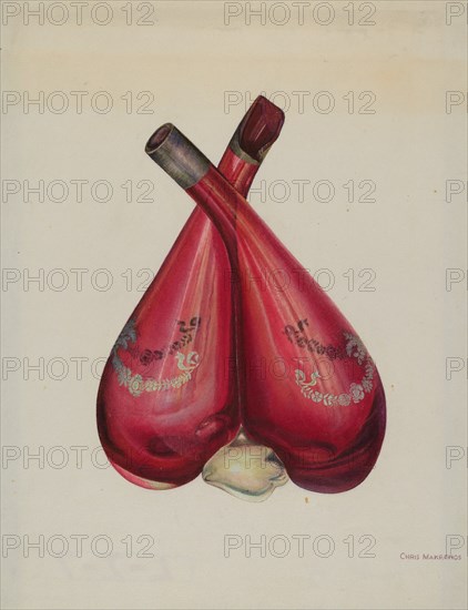 Vinegar and Oil Bottle, c. 1939. Creator: Chris Makrenos.