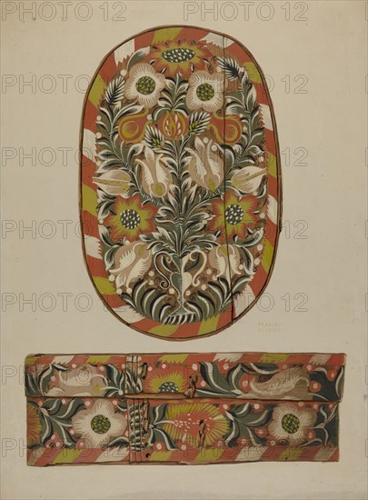 Pa. German Bride or Cap Box, c. 1937. Creator: Frances Lichten.