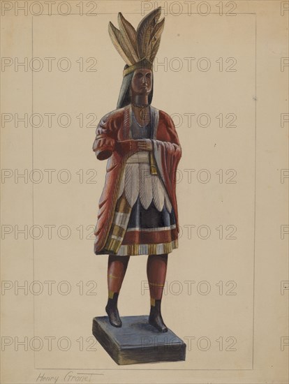 Cigar Store Indian, c. 1936. Creator: Henry Granet.