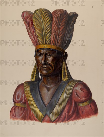 Cigar Store Indian, c. 1937. Creator: Walter Hochstrasser.