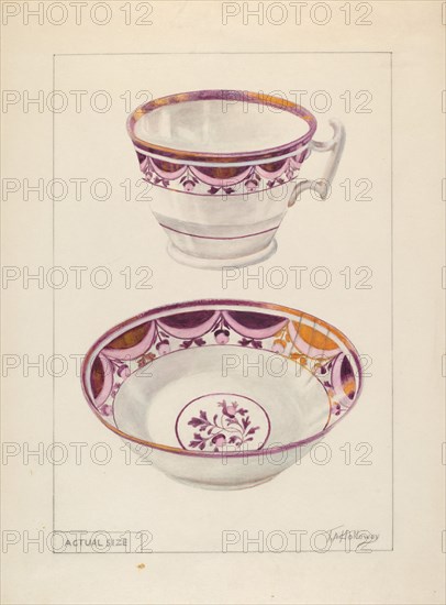 Cup and Saucer, c. 1936. Creator: Thomas Holloway.