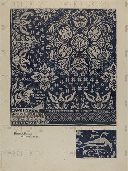 Textile of George Washington, 1935/1942. Creator: Esther Hansen.