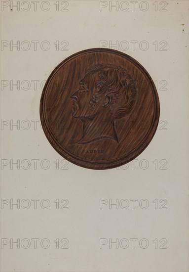 Wooden Medallion, c. 1936. Creator: Florence Huston.