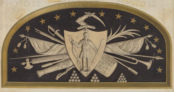 Lunette - Massachusetts State Seal, c. 1937. Creator: Jane Iverson.